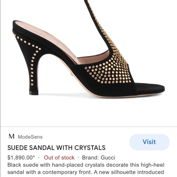 GUCCI Exaggerated point Crystal Suede Mules Black 37 7 glam era Renaissance - Picture 6 of 17